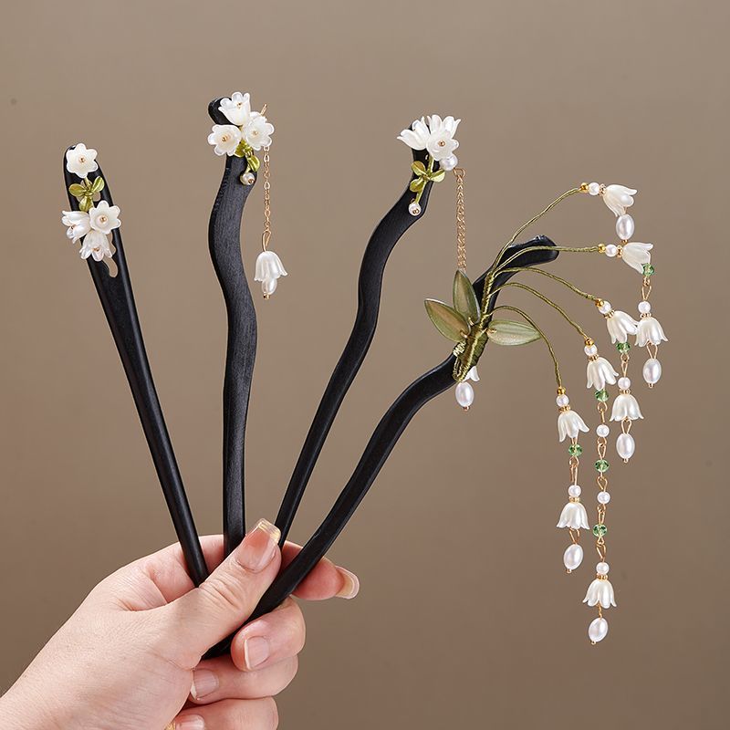 Art Craft Shop - Wooden Flower Hairpin Vintage Convallaria Majalis