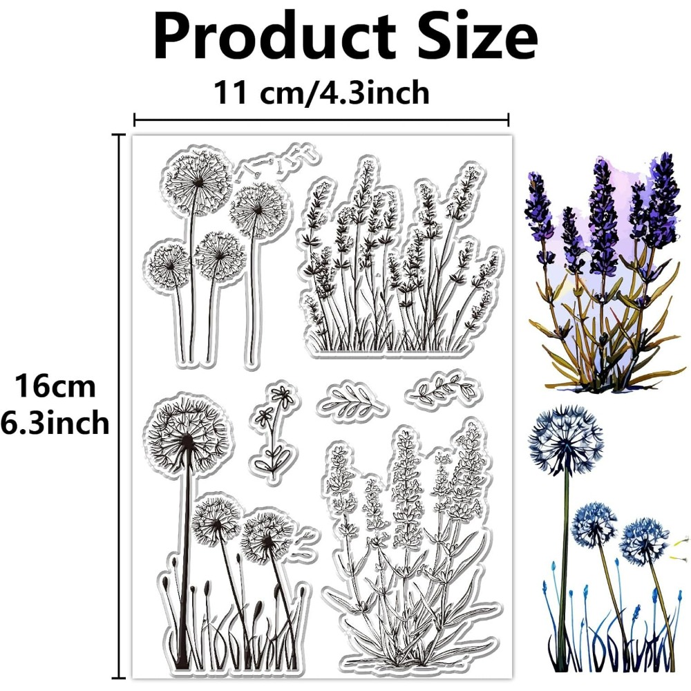 Art Craft Flower - Dandelion Clear Stamps Lavender Rubber Stamp