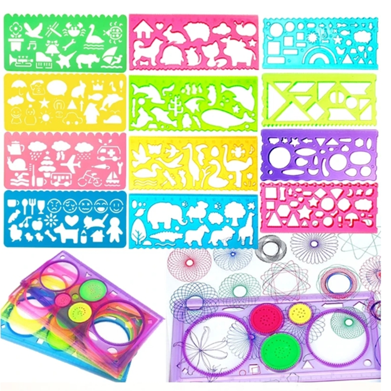 Art Craft Kindergarten - Geometry Spirograph Drawing Stencil Set Painting