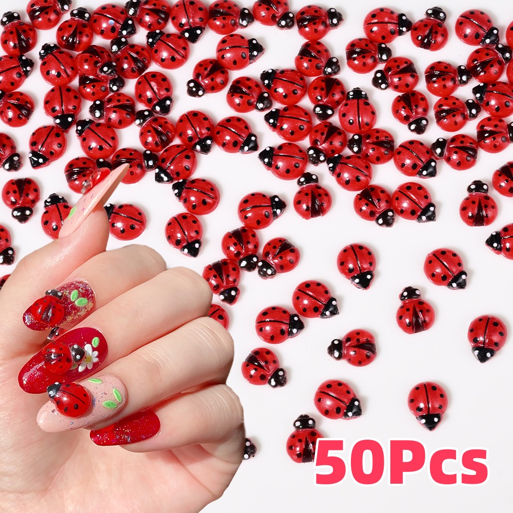 50Pcs 3D Red Ladybug Nail Char - Art Craft Ladybug recensione e prezzo