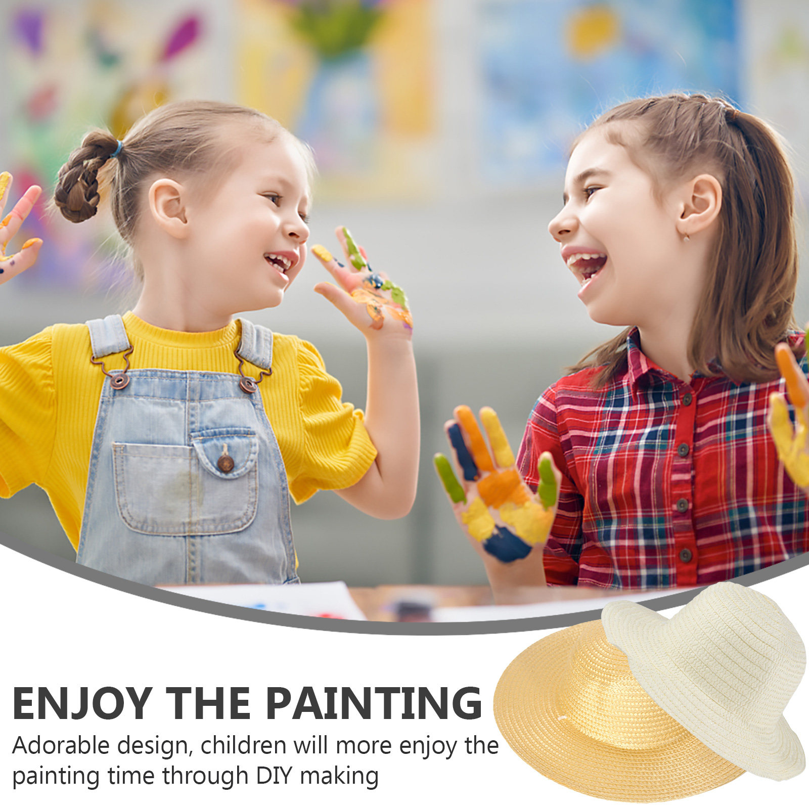 1Set DIY Straw Hat Painting Se - Art Craft Kindergarten recensione e prezzo
