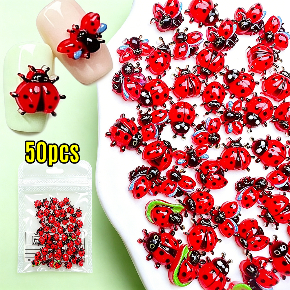 50pcs Cute Cartoon Ladybug Nai - Art Craft Ladybug recensione e prezzo