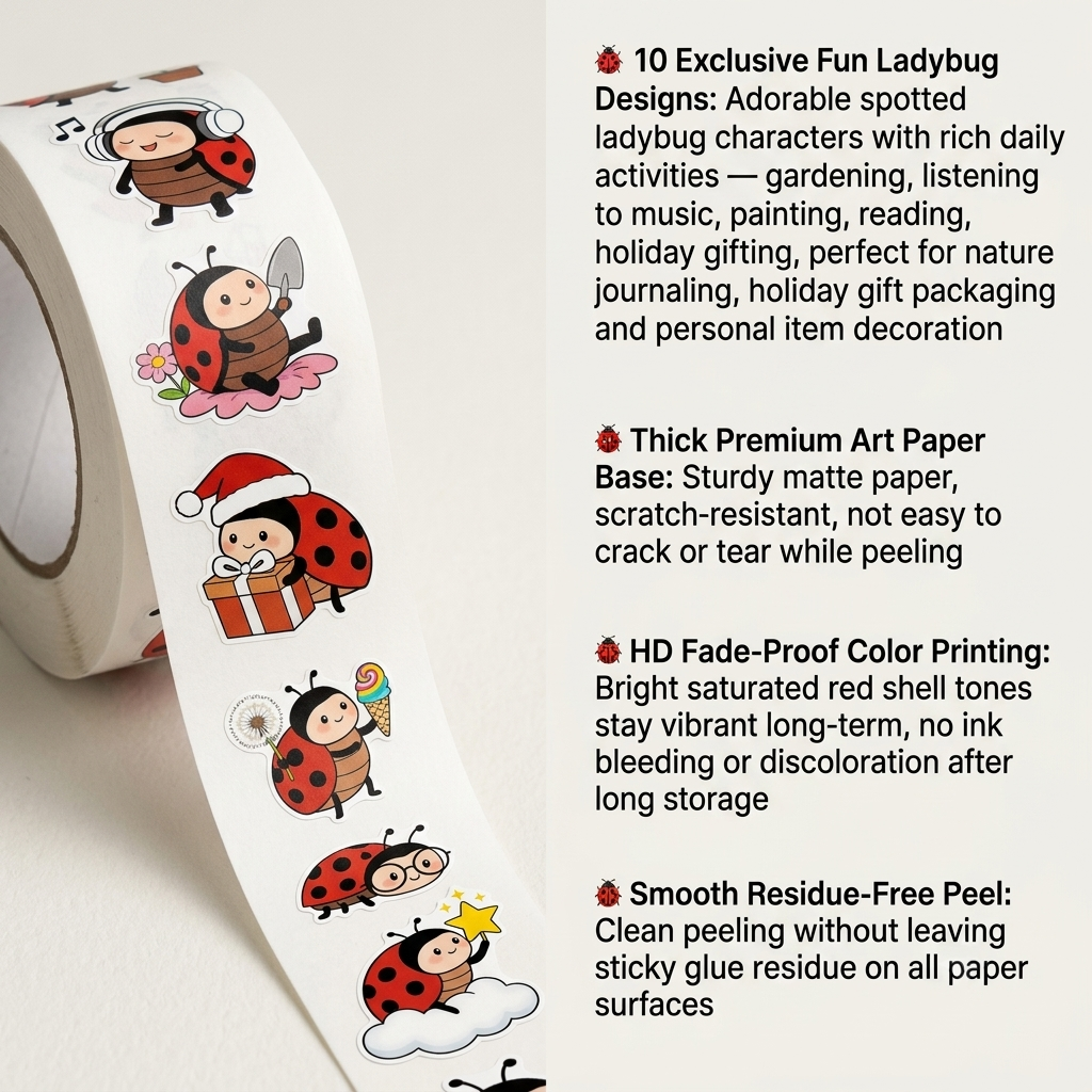 500Pcs Cartoon Ladybug Sticker - Art Craft Ladybug recensione e prezzo