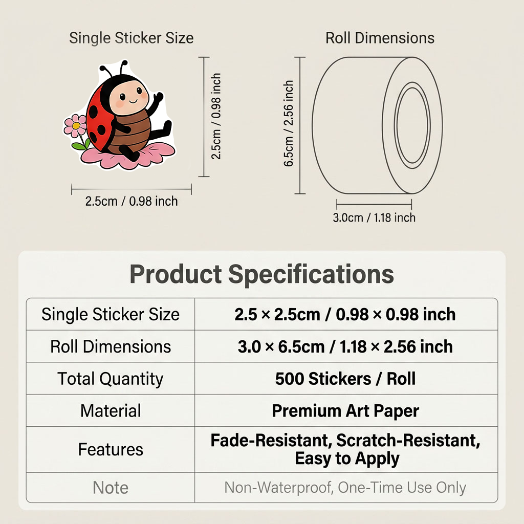 500Pcs Cartoon Ladybug Sticker - Art Craft Ladybug recensione e prezzo