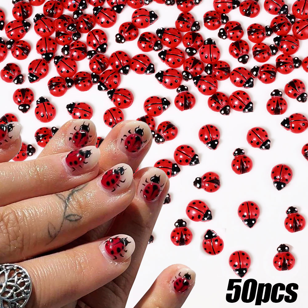 50Pcs 3D Resin Red Ladybug Nai - Art Craft Ladybug recensione e prezzo