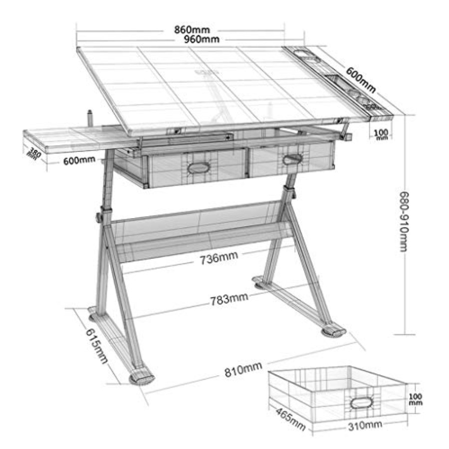 Drafting Table with Storage He - Art & Craft Kortingscode recensione e prezzo