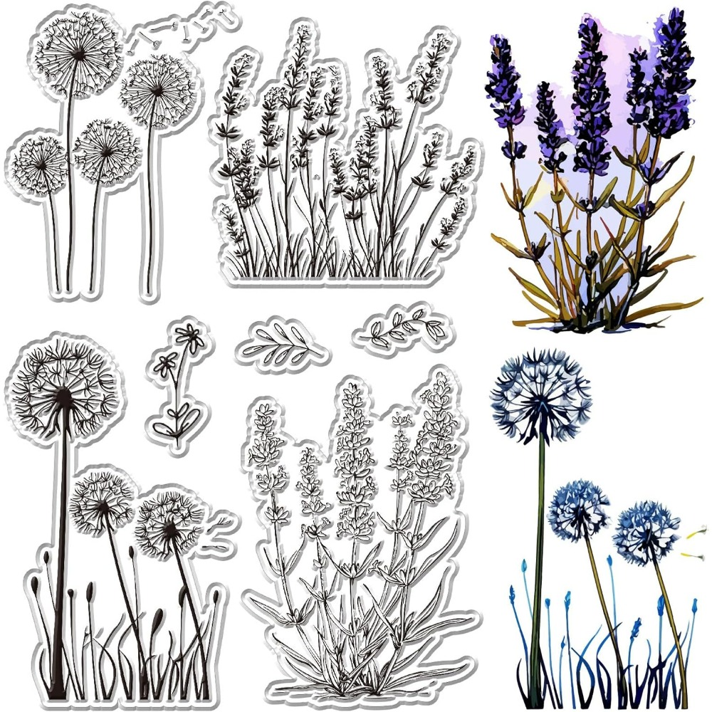 Dandelion Clear Stamps Lavende - Art Craft Flower recensione e prezzo