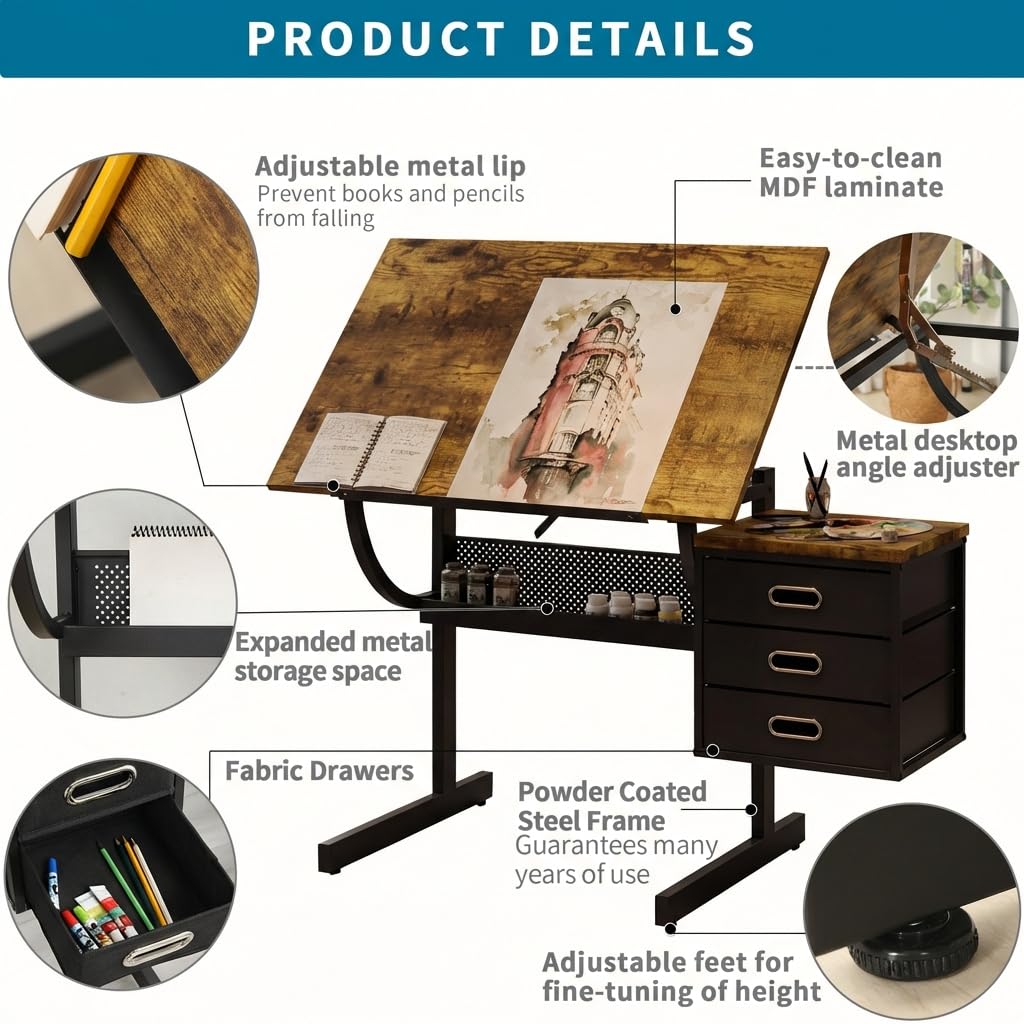 Adjustable Art Desk with Stora - Art & Craft Kortingscode recensione e prezzo