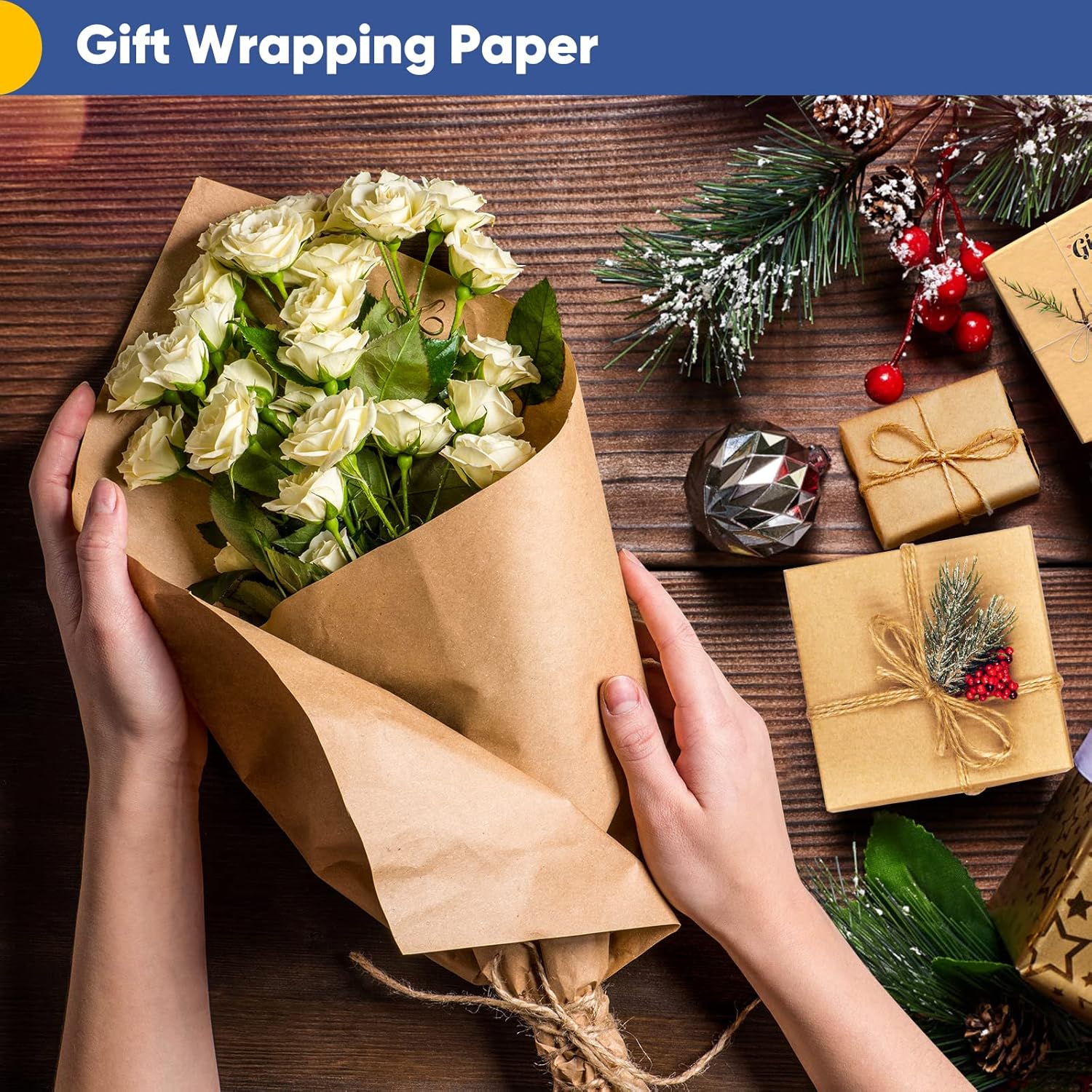 Vanhench Brown Wrapping Paper  - Art Craft Flower recensione e prezzo