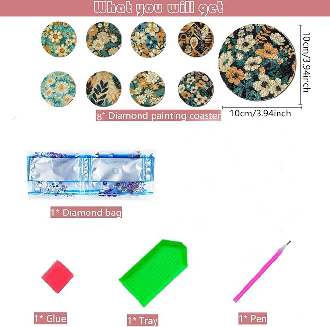 8 pieces DIY diamond Painting  - Art Craft Flower recensione e prezzo
