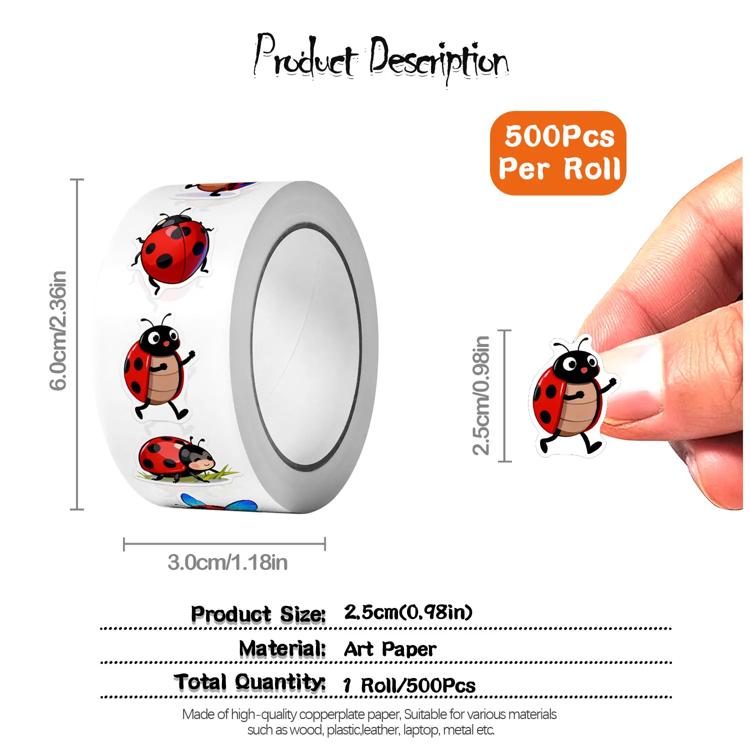 1Roll(500Pcs)10 Irregular Cart - Art Craft Ladybug recensione e prezzo